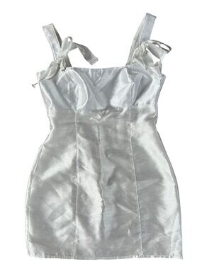Lulus Small Shiny White Ribbon Bow Mini Dress